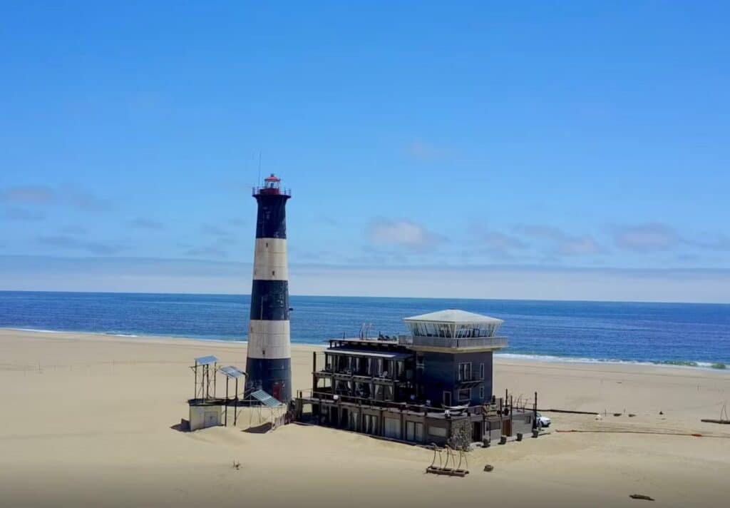 Pelican Point lodge on the Skeleton Coast of Namibia.